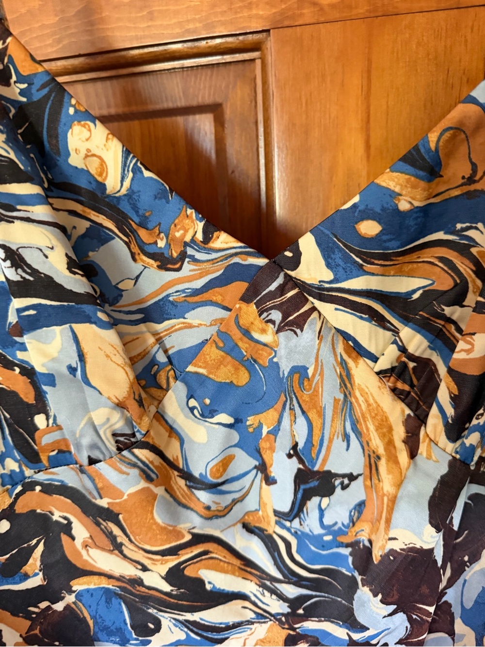 Abercrombie & Fitch Blue, Tan and Brown Swirl Slip Midi Dress - Picture 4 of 5
